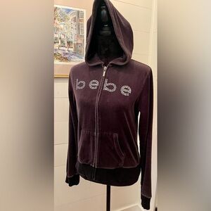 Bebe Sport Velour Hoodie  in Black is a stylish and comfortable Size Med Y2K
